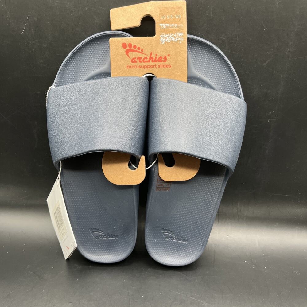 Archies Flip Flop Sandals Unisex Sz M 8 W 9 Navy Blue Arch Support Therapy NWT